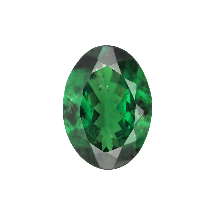 Natural tsavorite garnet, deep green, oval cut